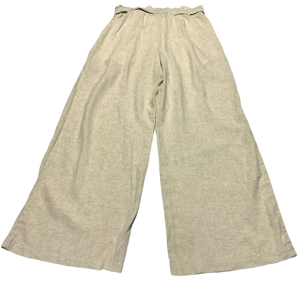 Banana Republic Linen Blend Pants Size 4 Women’s Wide Leg Beige Paperbag NWT - Picture 6 of 10